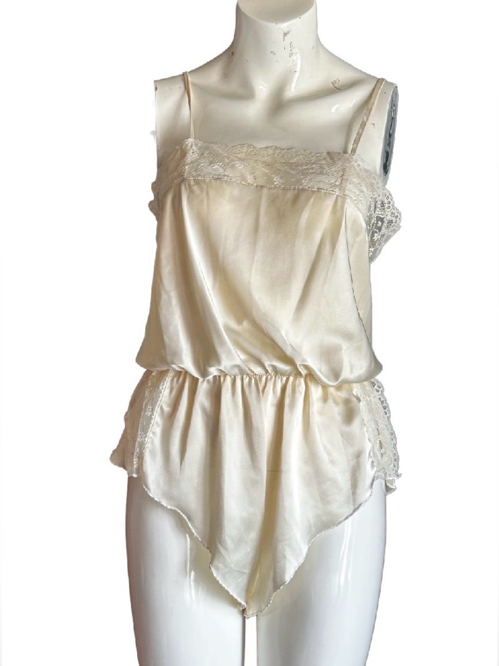 Vintage Cream and Lace Sleep Bodysuit